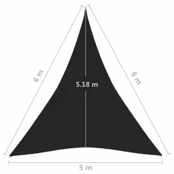 vidaXL Sunshade Sail 160 g/mÂ² Black 5x6x6 m HDPE Sunscreen Patio Shade Canopy - Additional view 5