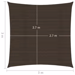 vidaXL Sunshade Sail 160 g/mÂ² Brown 3x3 m HDPE Sunscreen Patio Shade Canopy - Additional view 5