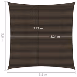 vidaXL Sunshade Sail 160 g/mÂ² Brown 3.6x3.6 m HDPE Garden Patio Canopy Awning
