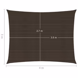 vidaXL Sunshade Sail 160 g/mÂ² Brown 3x4 m HDPE Garden Patio Canopy Awning - Additional view 4