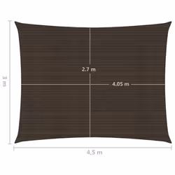vidaXL Sunshade Sail 160 g/mÂ² Brown 3x4.5 m HDPE Garden Patio Canopy Awning