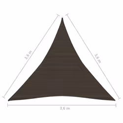 vidaXL Sunshade Sail 160 g/mÂ² Brown 3.6x3.6x3.6 m HDPE Garden Sunscreen Canopy - Additional view 5