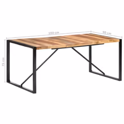 vidaXL Solid Wood Dining Table with Sheesham Finish Dinner Set Multi Sizes - 180 x 90 x 75 cm