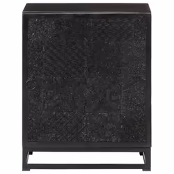 vidaXL Solid Acacia and Mango Wood Bedside Cabinet Black Nightstand Table