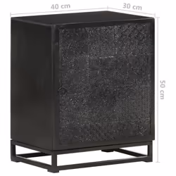 vidaXL Solid Acacia and Mango Wood Bedside Cabinet Black Nightstand Table