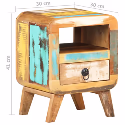 vidaXL Bedside Cabinet Solid Reclaimed Wood Wooden Side Storage Nightstand - Additional view 5