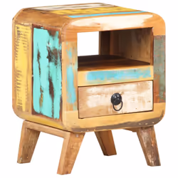 vidaXL Bedside Cabinet Solid Reclaimed Wood Wooden Side Storage Nightstand - Additional view 7