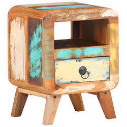 vidaXL Bedside Cabinet Solid Reclaimed Wood Wooden Side Storage Nightstand - Additional view 8