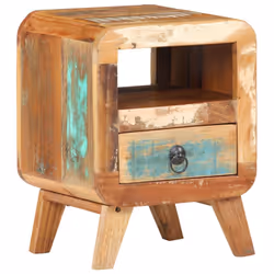 vidaXL Bedside Cabinet Solid Reclaimed Wood Wooden Side Storage Nightstand - Additional view 9
