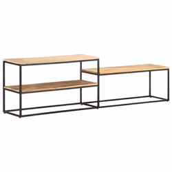vidaXL Rough Mango Wood TV Cabinet Media Unit Standing Lowboard Furniture - Additional view 3