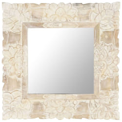 vidaXL Mirror Hanging Wall-Mounted Mirror Hall Makeup Mirror Solid Mango Wood - white