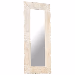 vidaXL Solid Mango Wood Mirror White 110x50 cm Home Wall Mounted Makeup Mirror - Additional view 6