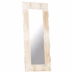 vidaXL Solid Mango Wood Mirror White 110x50 cm Home Wall Mounted Makeup Mirror - Additional view 7