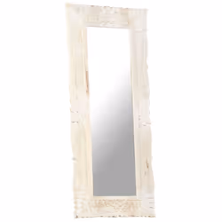vidaXL Solid Mango Wood Mirror White 110x50 cm Home Wall Mounted Makeup Mirror - Additional view 8