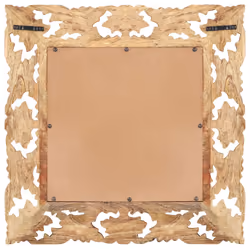 vidaXL Solid Mango Wood Hand Carved Mirror Brown Wall Wooden Makeup Accessory
