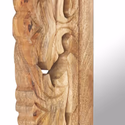 vidaXL Solid Mango Wood Hand Carved Mirror Brown Wall Wooden Makeup Accessory - Additional view 4