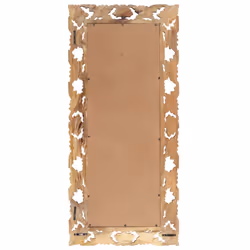 vidaXL Solid Mango Wood Hand Carved Mirror Brown Wooden Hall Makeup Accessory - Additional view 2