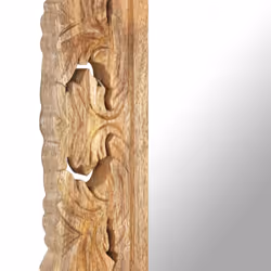 vidaXL Solid Mango Wood Hand Carved Mirror Brown Wooden Hall Makeup Accessory - Additional view 4