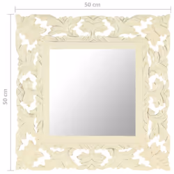 vidaXL Solid Mango Wood Hand Carved Mirror White Wall Wooden Makeup Accessory - Additional view 4