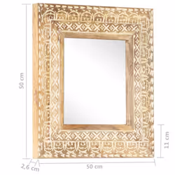 vidaXL Solid Mango Wood Hand-Carved Mirror Wall Makeup Decoration Multi Sizes - 50 x 50 x 2.6 cm - Additional view 4