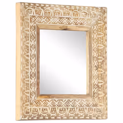 vidaXL Solid Mango Wood Hand-Carved Mirror Wall Makeup Decoration Multi Sizes - 50 x 50 x 2.6 cm - Additional view 5