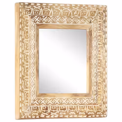 vidaXL Solid Mango Wood Hand-Carved Mirror Wall Makeup Decoration Multi Sizes - 50 x 50 x 2.6 cm - Additional view 6