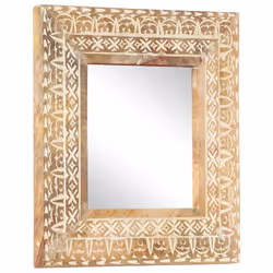 vidaXL Solid Mango Wood Hand-Carved Mirror Wall Makeup Decoration Multi Sizes - 50 x 50 x 2.6 cm - Additional view 7