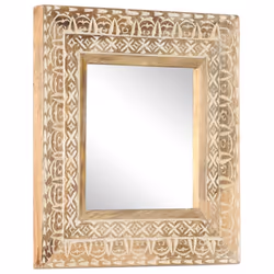 vidaXL Solid Mango Wood Hand-Carved Mirror Wall Makeup Decoration Multi Sizes - 50 x 50 x 2.6 cm - Additional view 8