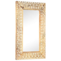 vidaXL Solid Mango Wood Hand-Carved Mirror Wall Makeup Decoration Multi Sizes - 80 x 50 x 2.6 cm