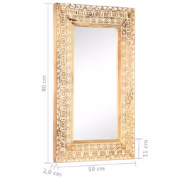 vidaXL Solid Mango Wood Hand-Carved Mirror Wall Makeup Decoration Multi Sizes - 80 x 50 x 2.6 cm