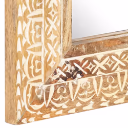 vidaXL Solid Mango Wood Hand-Carved Mirror 110x50x2.6 cm Wall Makeup Decoration