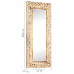 vidaXL Solid Mango Wood Hand-Carved Mirror 110x50x2.6 cm Wall Makeup Decoration - Additional view 4