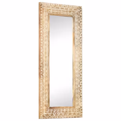 vidaXL Solid Mango Wood Hand-Carved Mirror 110x50x2.6 cm Wall Makeup Decoration - Additional view 5