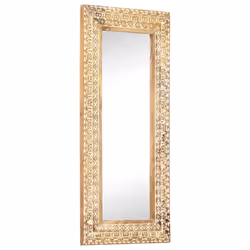 vidaXL Solid Mango Wood Hand-Carved Mirror 110x50x2.6 cm Wall Makeup Decoration - Additional view 6