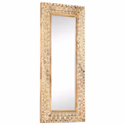 vidaXL Solid Mango Wood Hand-Carved Mirror 110x50x2.6 cm Wall Makeup Decoration - Additional view 7