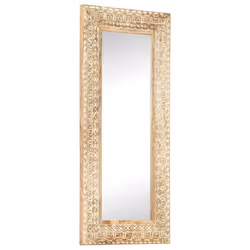 vidaXL Solid Mango Wood Hand-Carved Mirror 110x50x2.6 cm Wall Makeup Decoration - Additional view 8