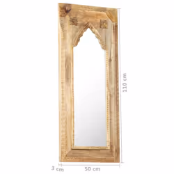 vidaXL Solid Mango Wood Mirror Wall Mounted Makeup Tool Cosmetic Hall Indoor
