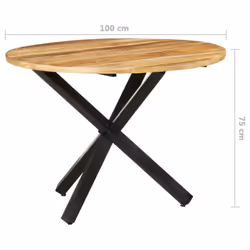 vidaXL Dining Table Round 100x100x75 cm Rough Mango Wood - Additional view 5