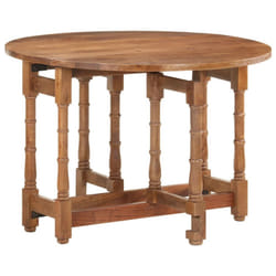 vidaXL Solid Mango Wood Dining Table Round Wooden Furniture Kitchen Table