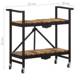 vidaXL Kitchen Trolley Solid Reclaimed Wood Cart Shelf Dining Room Furniture - Additional view 8