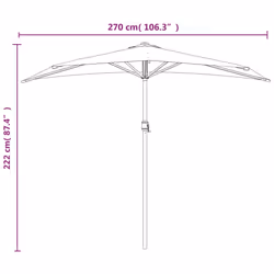 vidaXL Balcony Parasol with Aluminium Pole Terracotta 270x144x222 cm Half - Additional view 3