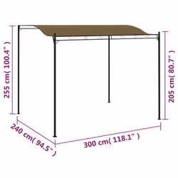 vidaXL Sunshade Awning 3x2.4 m Taupe 180 g/mÂ² Garden Pavilion Gazebo Marquee - Additional view 3