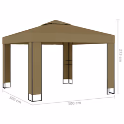 vidaXL Gazebo with Double Roof 3x3x2.7 m Taupe 180 g/mÂ² Garden Canopy Shelter - Additional view 3