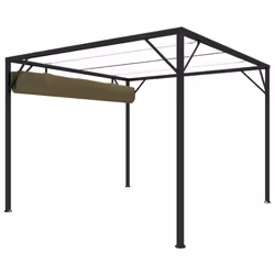 vidaXL Garden Gazebo with Retractable Roof Taupe 180 g/mÂ² Outdoor Marquee - Additional view 4