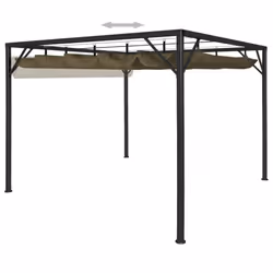 vidaXL Garden Gazebo with Retractable Roof Taupe 180 g/mÂ² Outdoor Marquee - Additional view 5