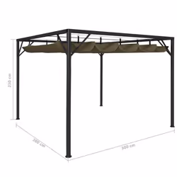 vidaXL Garden Gazebo with Retractable Roof Taupe 180 g/mÂ² Outdoor Marquee - Additional view 7