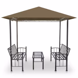 vidaXL Garden Pavilion with Table and Benches Taupe Outdoor Canopy Gazebo Tent