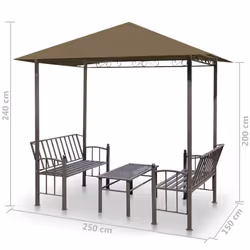 vidaXL Garden Pavilion with Table and Benches Taupe Outdoor Canopy Gazebo Tent - Additional view 4