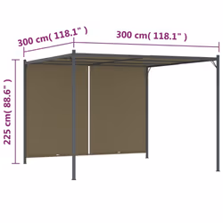 vidaXL Garden Pergola with Retractable Roof Taupe 180 g/mÂ² Outdoor Gazebo - Additional view 9