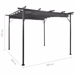 vidaXL Pergola with Retractable Roof Anthracite Steel 180 g/mÂ² Garden Canopy - Additional view 5